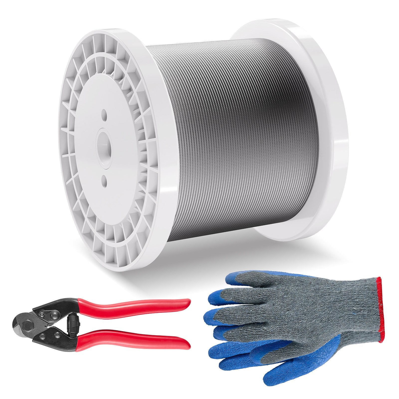 Self Care Hampers: VEVOR Wire Rope Kit, 3.18 mm 305 m 316 Stainless Steel Cable with Cutter and Gloves, 7.1KN Breaking Strength, 7x7 Strands Construction Marine Aircraft Grade for Handrail Stair Decking Fence Outdoors