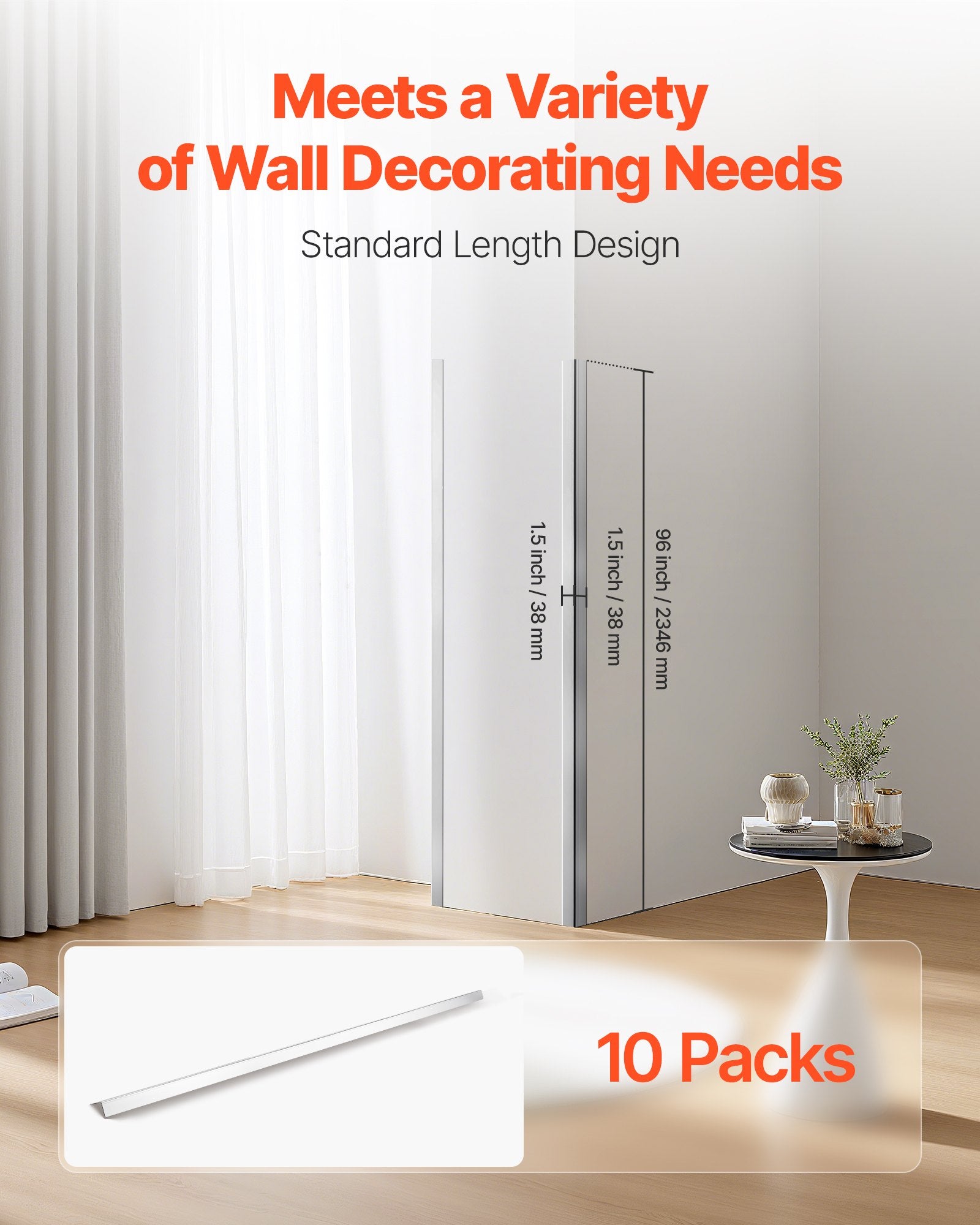 Automotive Repair & Speciality Tools: VEVOR Stainless Steel Wall Corner Protector, 38 x 38 x 2436 mm, 10 Pack Metal Corner Guards, 304 Stainless Steel Edge Trim 90-Degree Angle for Home,Office,Commercial Wall Protection, with 3m Tape