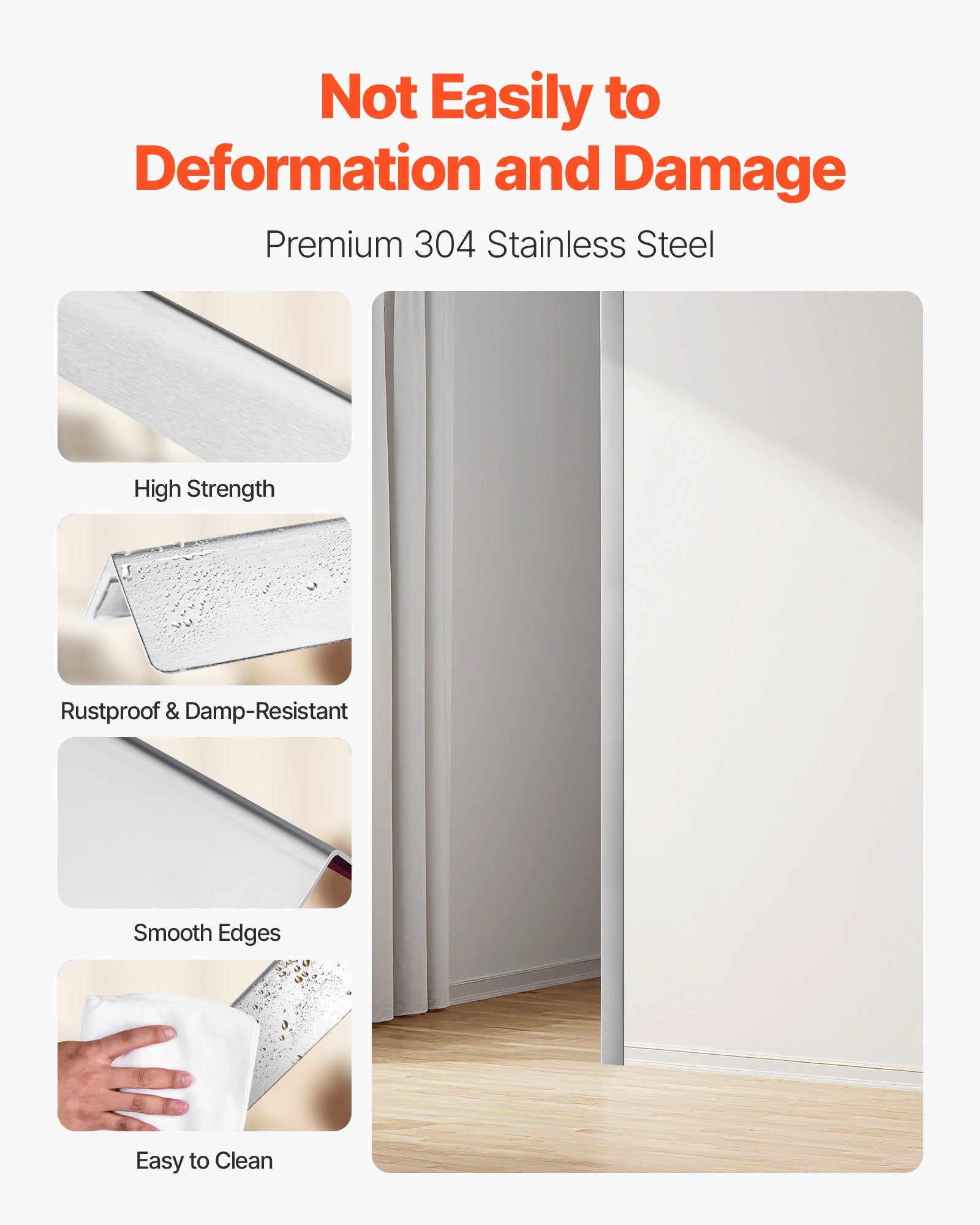 Automotive Repair & Speciality Tools: VEVOR Stainless Steel Wall Corner Protector, 38 x 38 x 2436 mm, 10 Pack Metal Corner Guards, 304 Stainless Steel Edge Trim 90-Degree Angle for Home,Office,Commercial Wall Protection, with 3m Tape