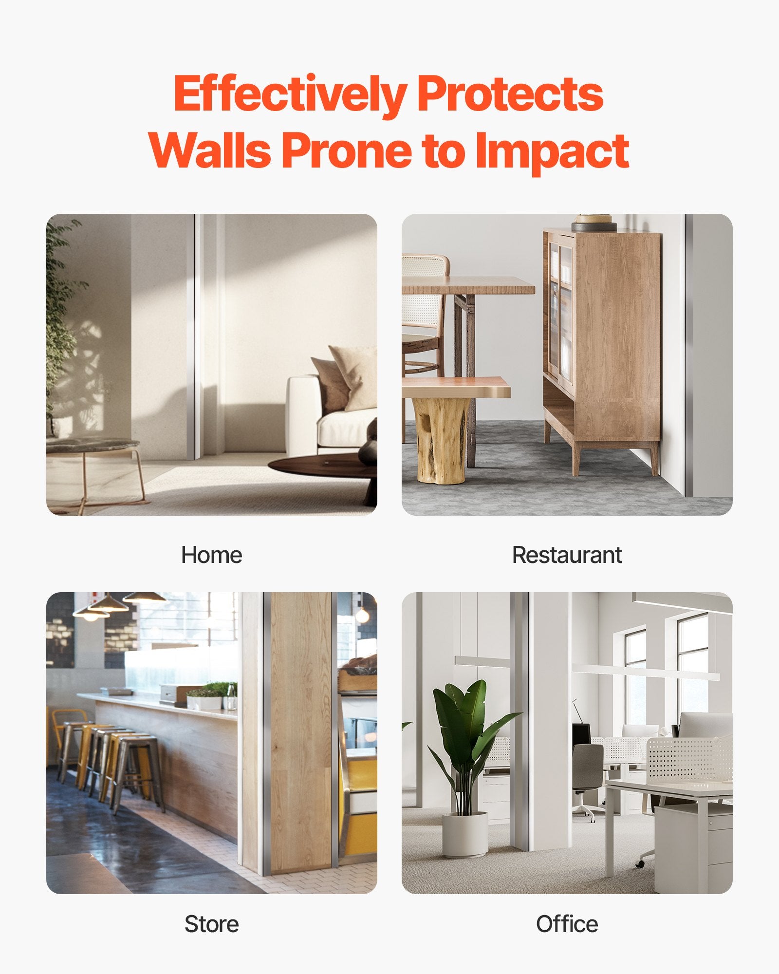Automotive Repair & Speciality Tools: VEVOR Stainless Steel Wall Corner Protector, 38 x 38 x 2436 mm, 10 Pack Metal Corner Guards, 304 Stainless Steel Edge Trim 90-Degree Angle for Home,Office,Commercial Wall Protection, with 3m Tape