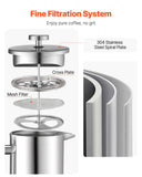 Distilling & Brewing: VEVOR French Press Coffee Maker, 1.5 Liter Stainless Steel Coffee Press Tea Maker with Filter, Large Double Wall Insulated French Presses Cold Brew for Camping Travel Home Kitchen, Silver