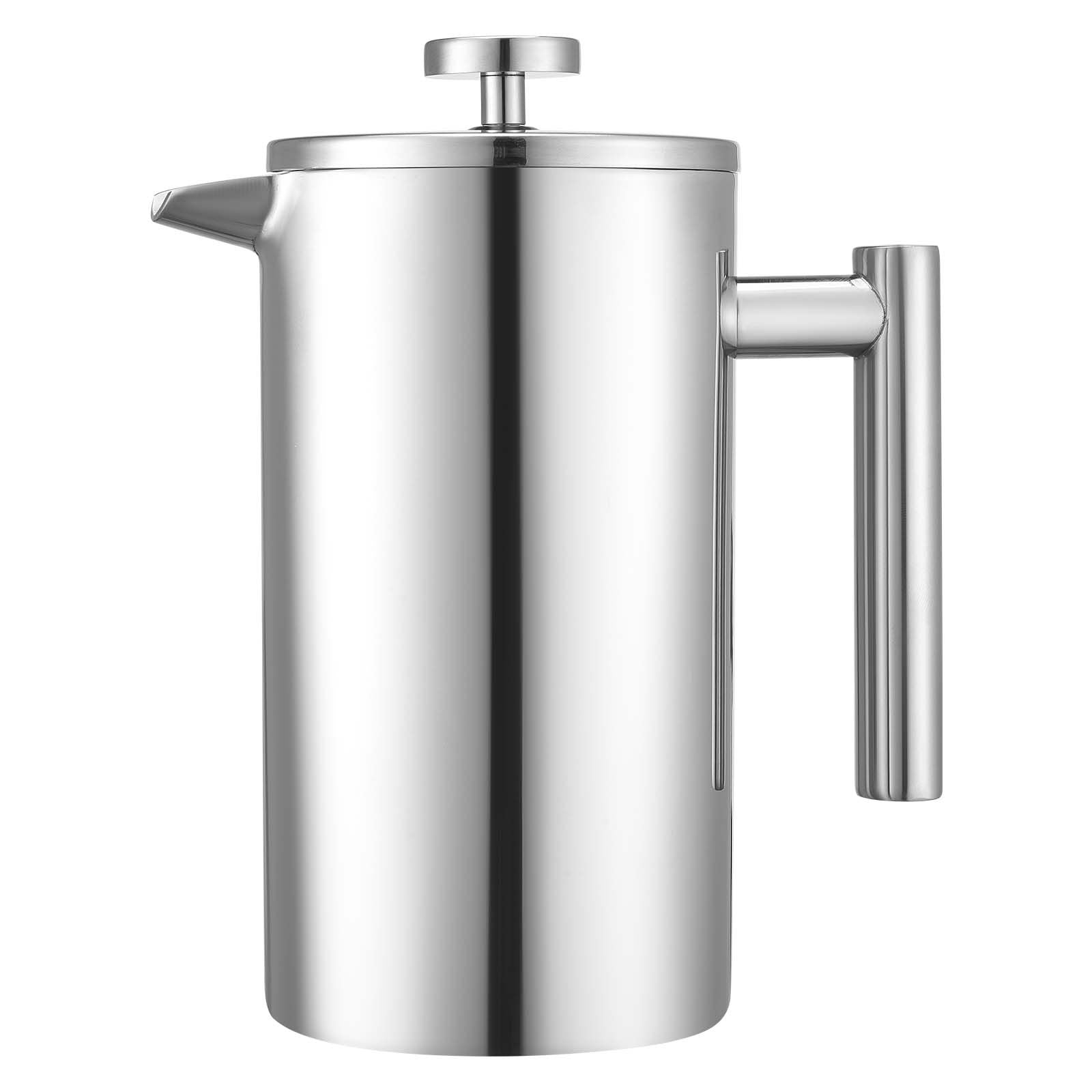 Distilling & Brewing: VEVOR French Press Coffee Maker, 1 Liter Stainless Steel Coffee Press Tea Maker with Filter, Large Double Wall Insulated French Presses Cold Brew for Camping Travel Home Kitchen, Silver