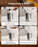Distilling & Brewing: VEVOR French Press Coffee Maker, 1 Liter Stainless Steel Coffee Press Tea Maker with Filter, Large Double Wall Insulated French Presses Cold Brew for Camping Travel Home Kitchen, Silver