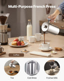 Distilling & Brewing: VEVOR French Press Coffee Maker, 1 Liter Stainless Steel Coffee Press Tea Maker with Filter, Large Double Wall Insulated French Presses Cold Brew for Camping Travel Home Kitchen, Silver