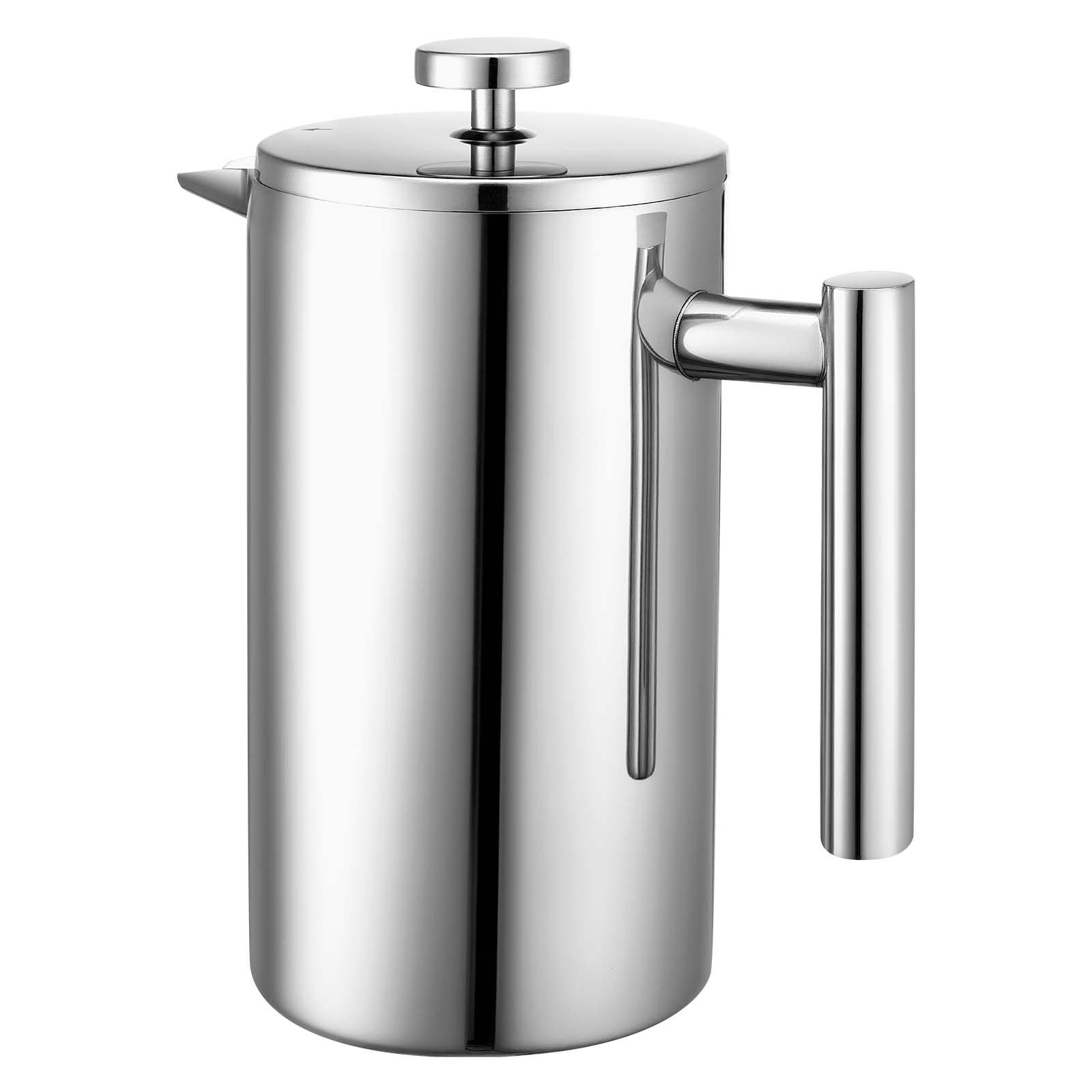 Distilling & Brewing: VEVOR French Press Coffee Maker, 1 Liter Stainless Steel Coffee Press Tea Maker with Filter, Large Double Wall Insulated French Presses Cold Brew for Camping Travel Home Kitchen, Silver