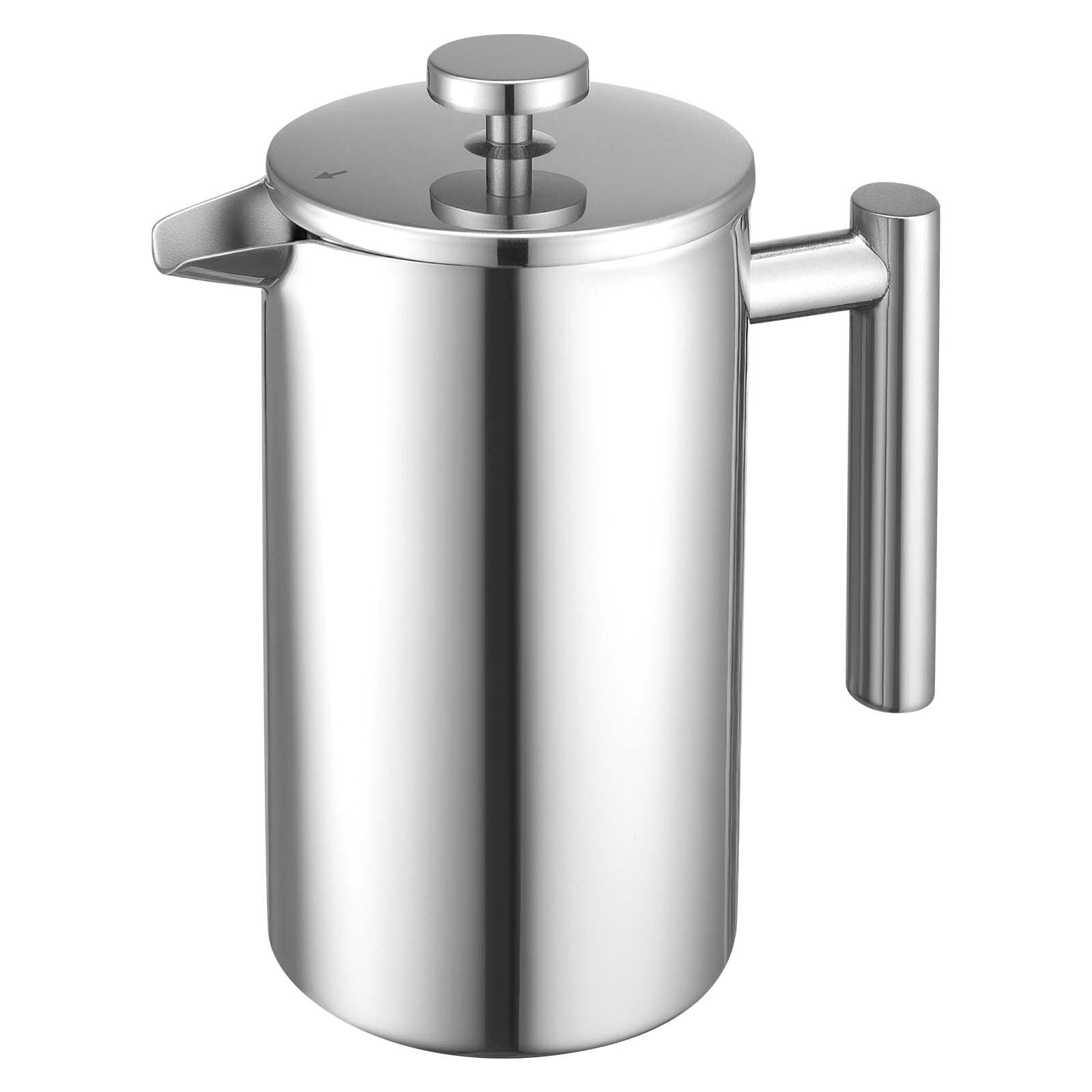 Distilling & Brewing: VEVOR French Press Coffee Maker, 1 Liter Stainless Steel Coffee Press Tea Maker with Filter, Large Double Wall Insulated French Presses Cold Brew for Camping Travel Home Kitchen, Silver