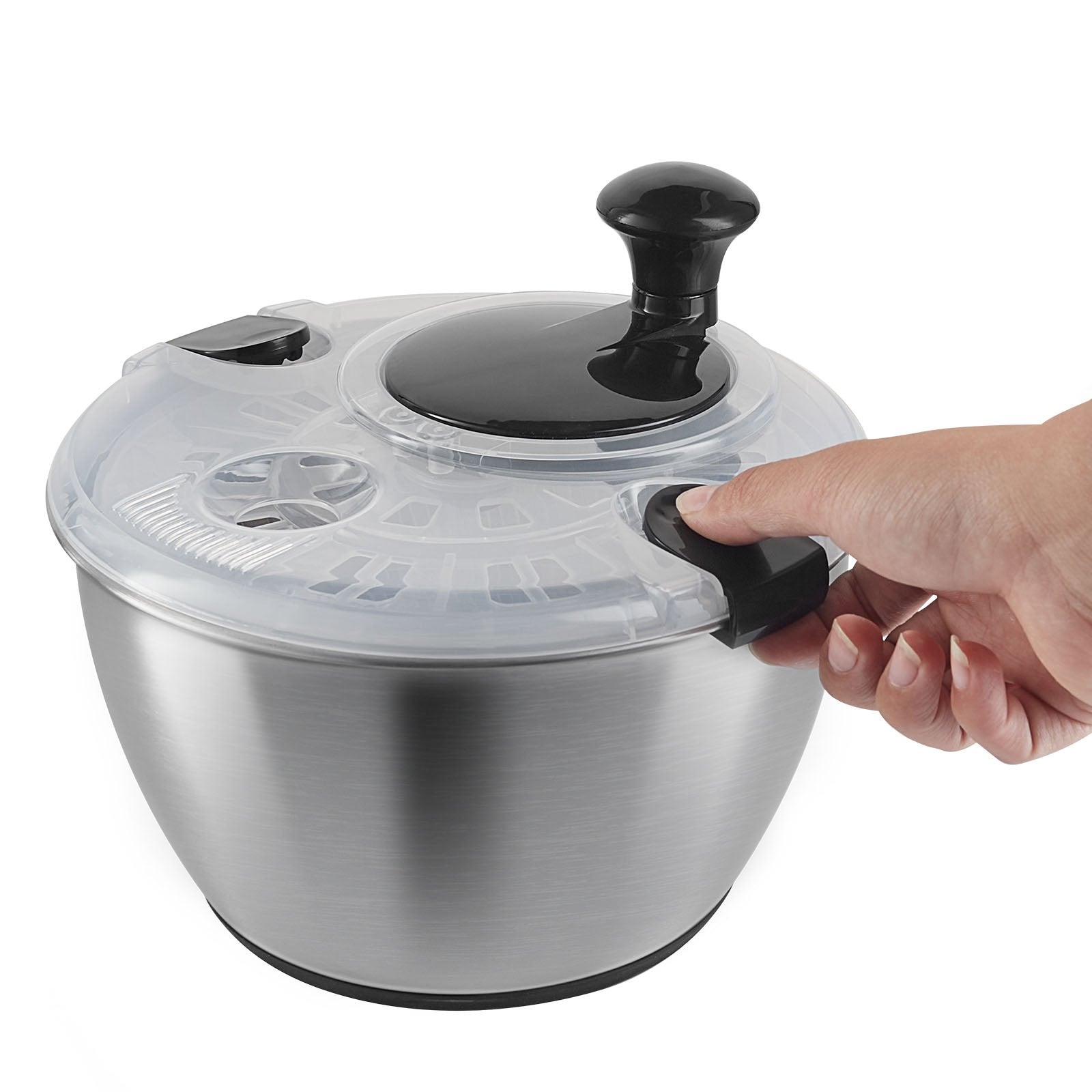 Gardening Tools: VEVOR Stainless Steel Salad Spinner, 4.5L, One-handed Easy Press Large Vegetable Dryer Washer, Lettuce Cleaner and Dryer with 304 Stainless Steel Bowl, for Greens, Herbs, Berries, Fruits, No BPA