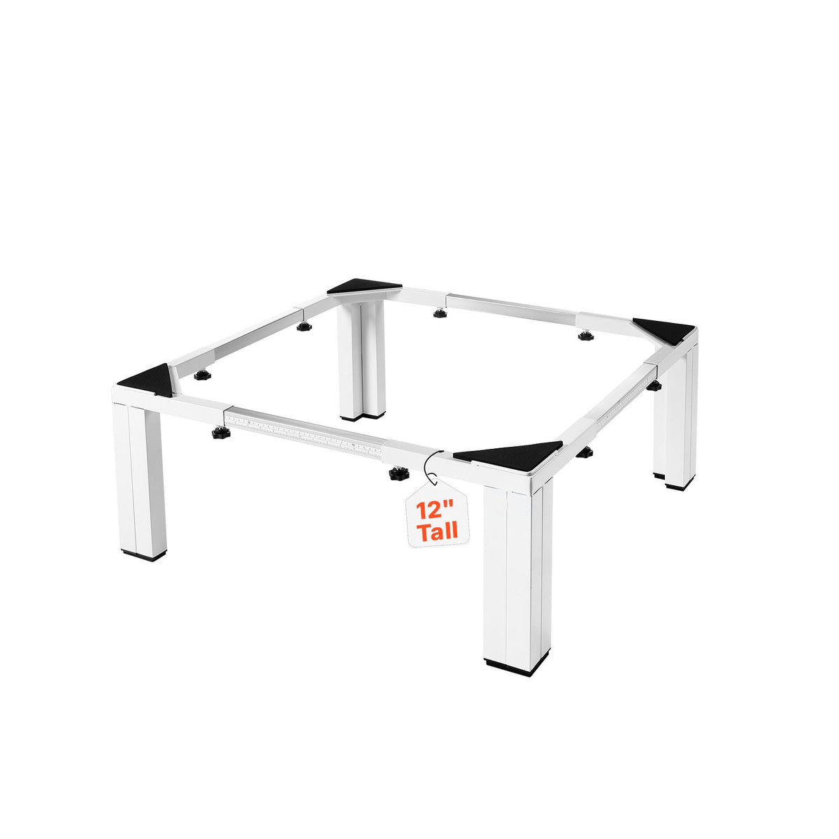 Laundry Pedestal, 305 mm Height, Washer and Dryer Pedestals with 544 kg Weight Load Capacity, 475-785 mm Adjustable, Non-Slip Feet, Heavy-duty Steel Washing Machine Stand Universal Fit, White