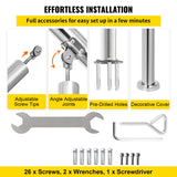 Trampolines & Accessories: VEVOR 3 Step Railing Stainless Steel Transitional Handrail fit for Level Surface and 1 to 3 Steps Adjustable Stair Railing Indoor Outdoor Step Railings 220lb Capacity W/ Installation Kit Porch DIY