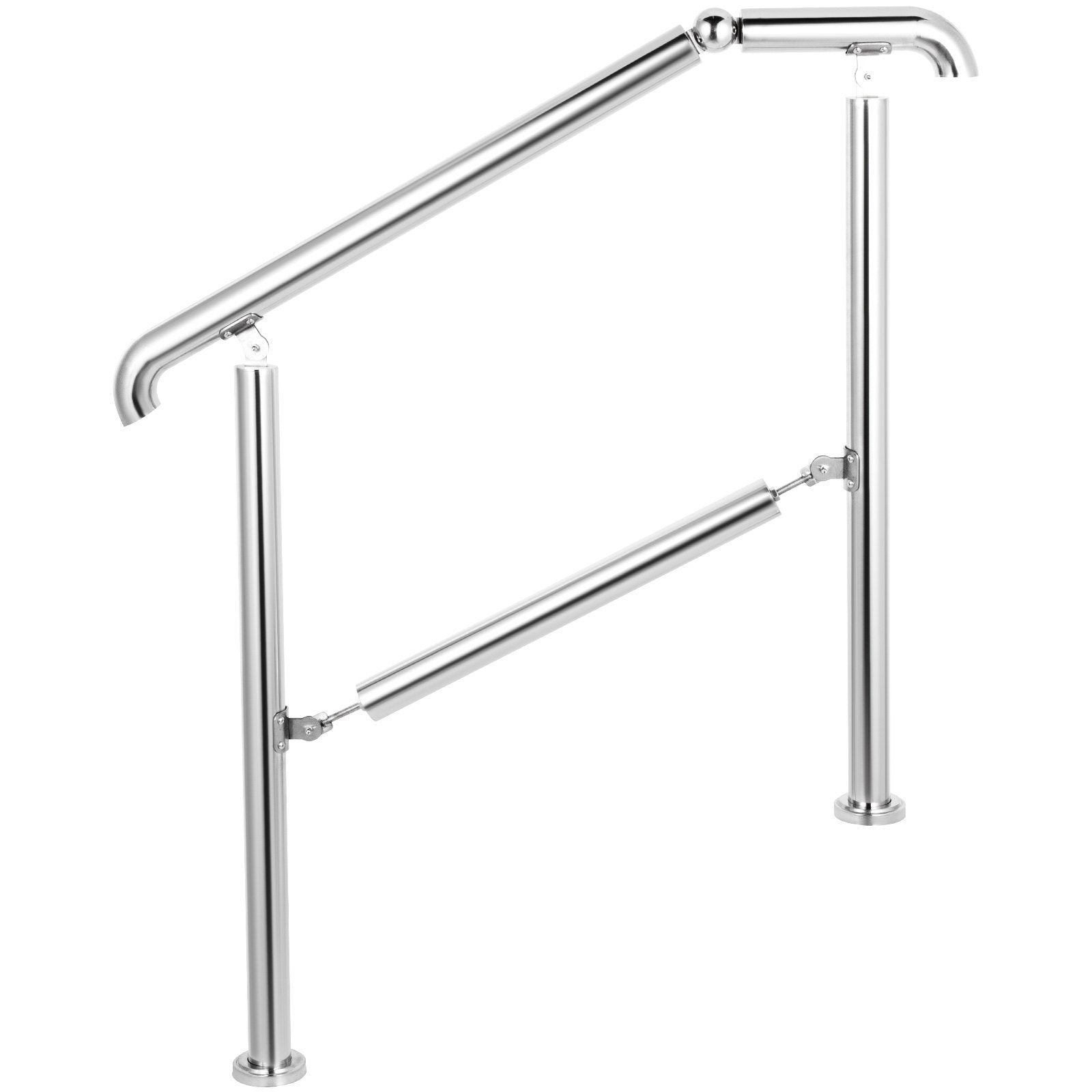 Trampolines & Accessories: VEVOR 3 Step Railing Stainless Steel Transitional Handrail fit for Level Surface and 1 to 3 Steps Adjustable Stair Railing Indoor Outdoor Step Railings 220lb Capacity W/ Installation Kit Porch DIY