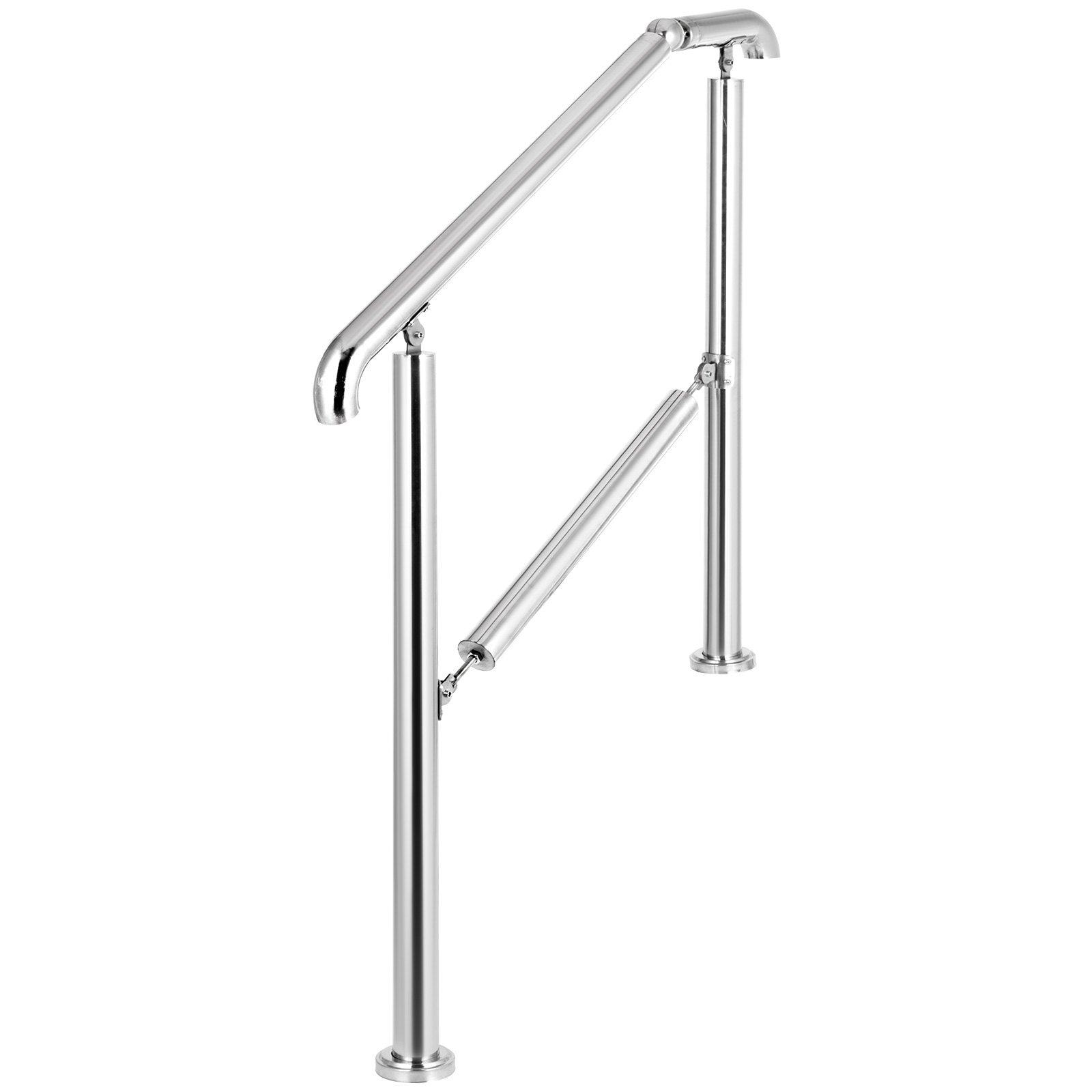 Trampolines & Accessories: VEVOR 3 Step Railing Stainless Steel Transitional Handrail fit for Level Surface and 1 to 3 Steps Adjustable Stair Railing Indoor Outdoor Step Railings 220lb Capacity W/ Installation Kit Porch DIY