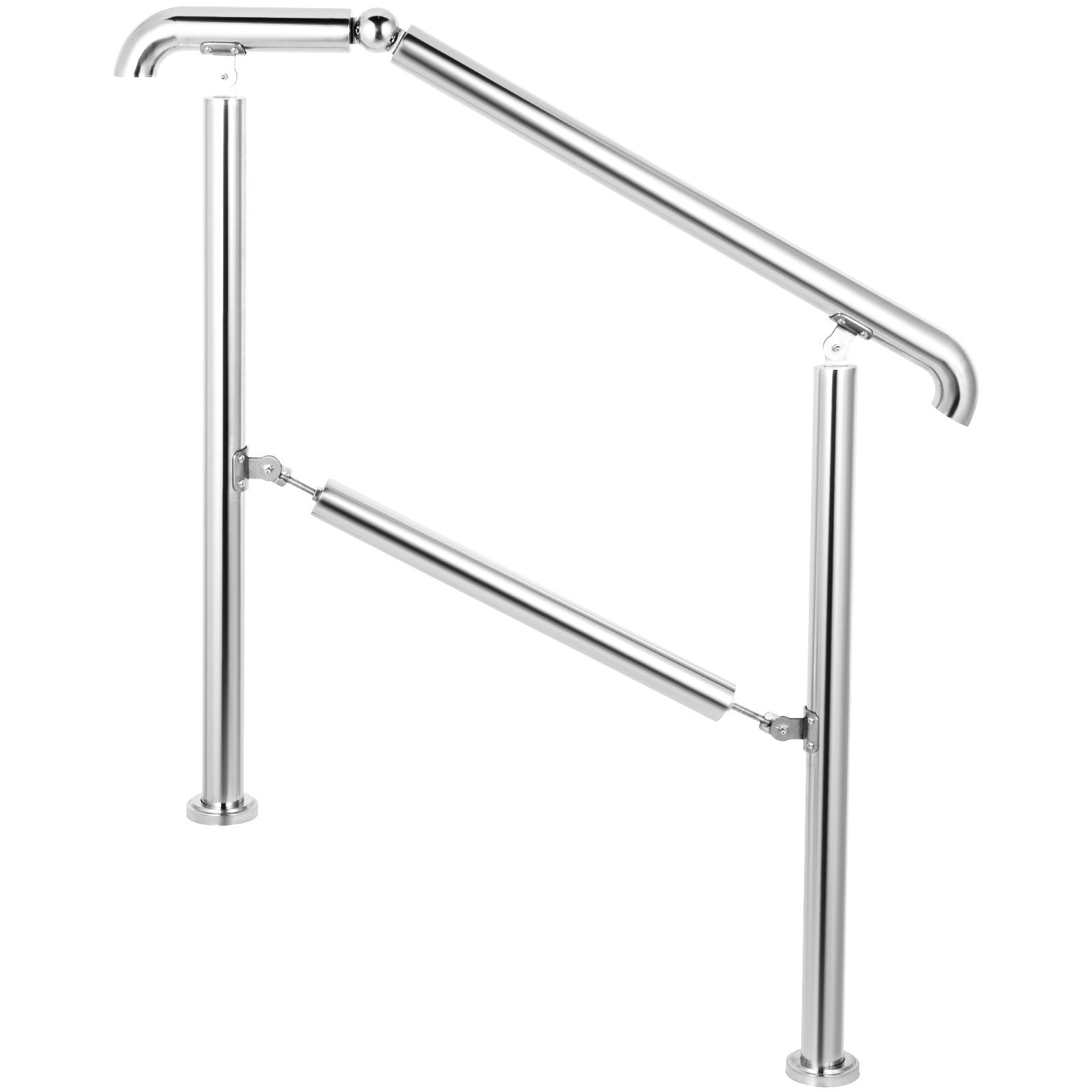 Trampolines & Accessories: VEVOR 3 Step Railing Stainless Steel Transitional Handrail fit for Level Surface and 1 to 3 Steps Adjustable Stair Railing Indoor Outdoor Step Railings 220lb Capacity W/ Installation Kit Porch DIY