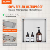 Bathroom Cabinets, Cupboards & Storage: VEVOR 33.02 x 33.02 cm No Tile Shower Niche 304 Stainless Steel, Wall-Inserted Niche Recessed Double Shelves, Sealed Waterproof Rust-Resistant Modern Niche for Shower Bathroom Soap Storage, Silver