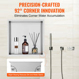 Bathroom Cabinets, Cupboards & Storage: VEVOR 33.02 x 33.02 cm No Tile Shower Niche 304 Stainless Steel, Wall-Inserted Niche Recessed Double Shelves, Sealed Waterproof Rust-Resistant Modern Niche for Shower Bathroom Soap Storage, Silver