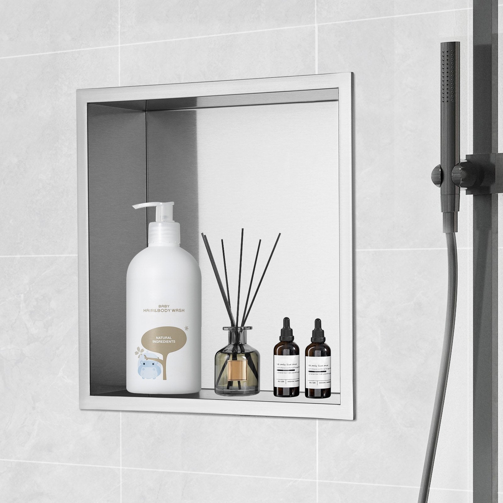 Bathroom Cabinets, Cupboards & Storage: VEVOR 33.02 x 33.02 cm No Tile Shower Niche 304 Stainless Steel, Wall-Inserted Niche Recessed Double Shelves, Sealed Waterproof Rust-Resistant Modern Niche for Shower Bathroom Soap Storage, Silver