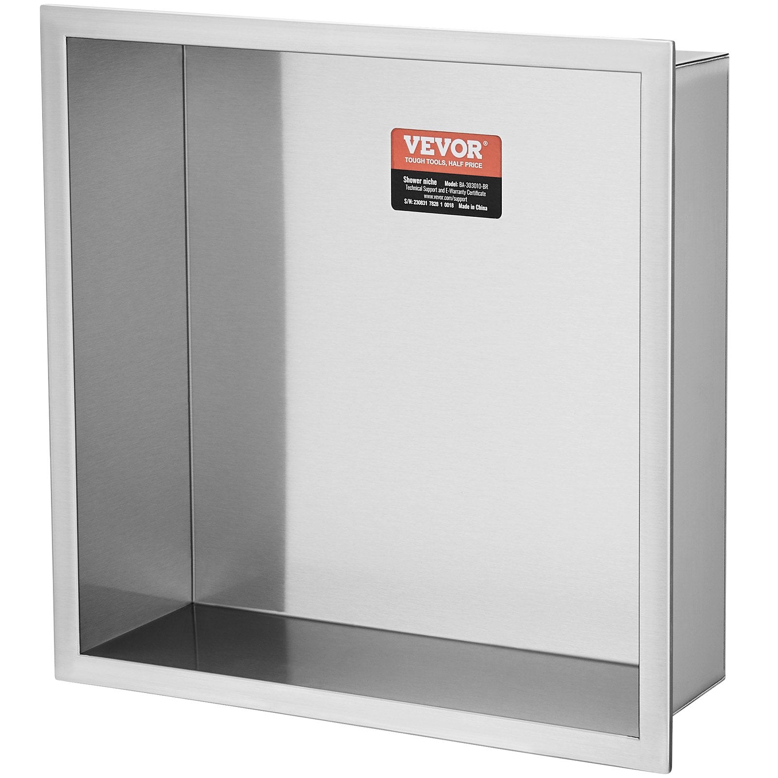 Bathroom Cabinets, Cupboards & Storage: VEVOR 33.02 x 33.02 cm No Tile Shower Niche 304 Stainless Steel, Wall-Inserted Niche Recessed Double Shelves, Sealed Waterproof Rust-Resistant Modern Niche for Shower Bathroom Soap Storage, Silver