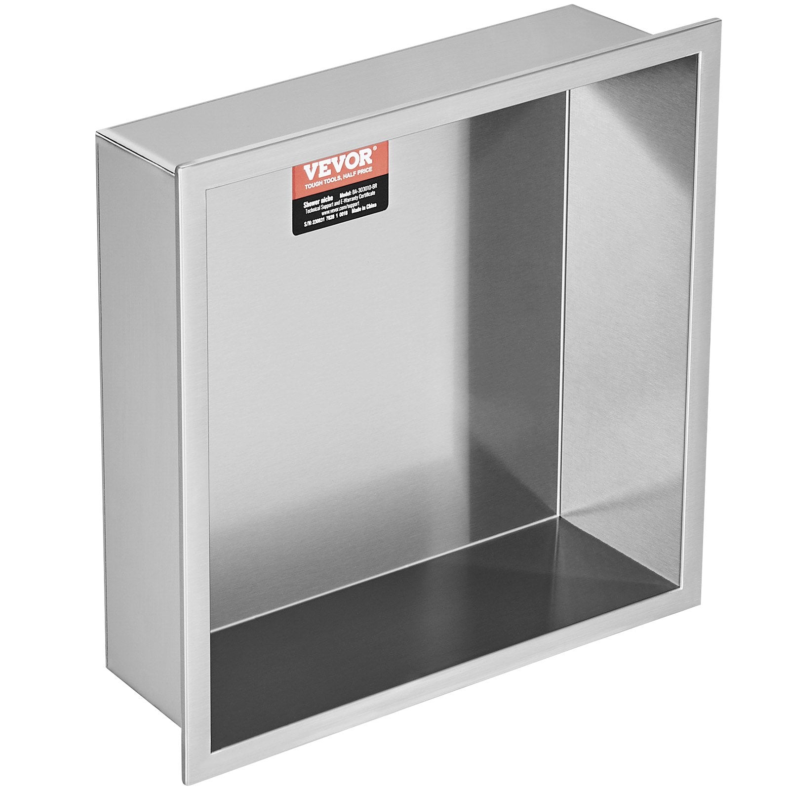 Bathroom Cabinets, Cupboards & Storage: VEVOR 33.02 x 33.02 cm No Tile Shower Niche 304 Stainless Steel, Wall-Inserted Niche Recessed Double Shelves, Sealed Waterproof Rust-Resistant Modern Niche for Shower Bathroom Soap Storage, Silver