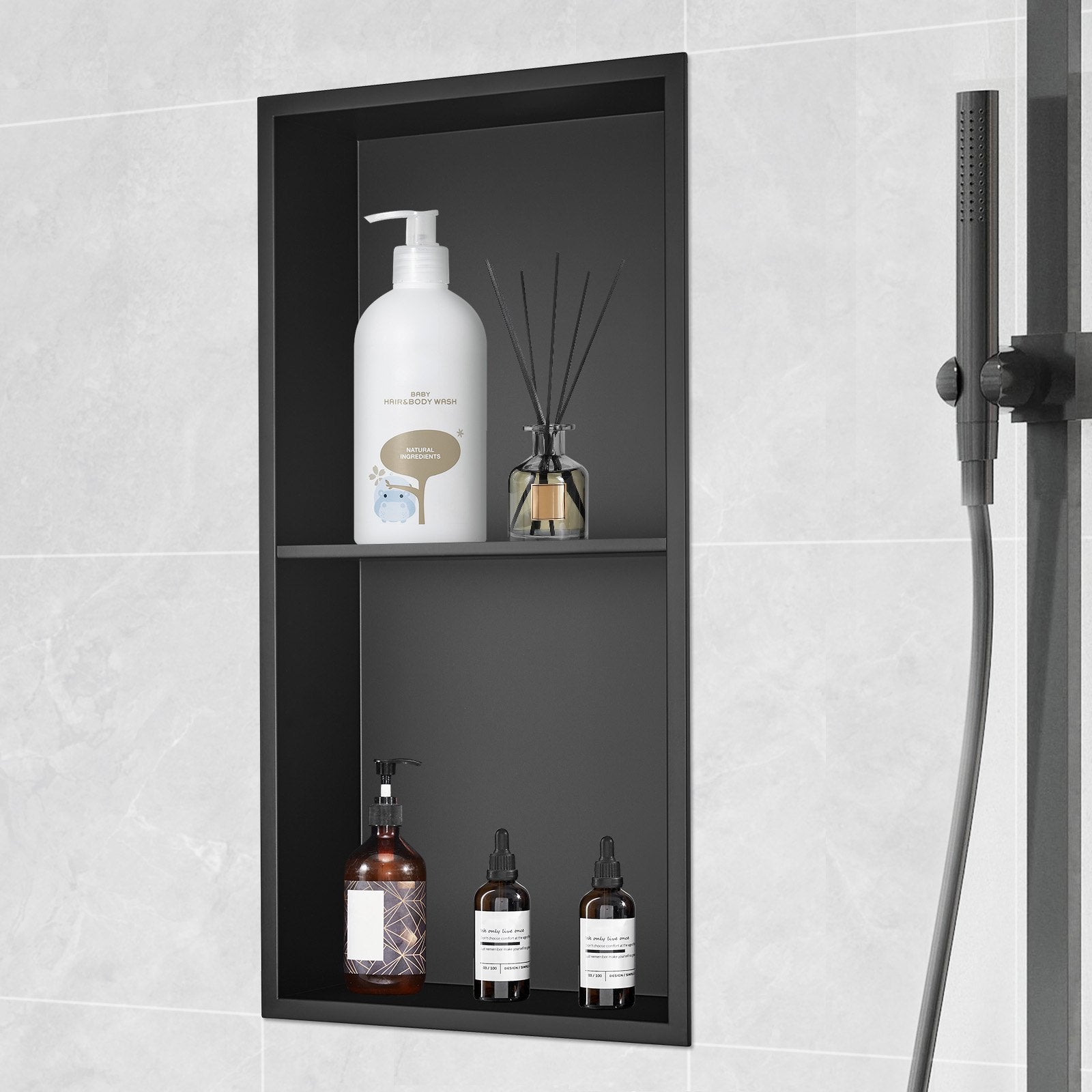 Bathroom Cabinets, Cupboards & Storage: VEVOR 33.02 x 63.5 cm No Tile Shower Niche 304 Stainless Steel, Wall-Inserted Niche Recessed Double Shelves, Sealed Waterproof Rust-Resistant Modern Niche for Shower or Soap Storage Bathroom