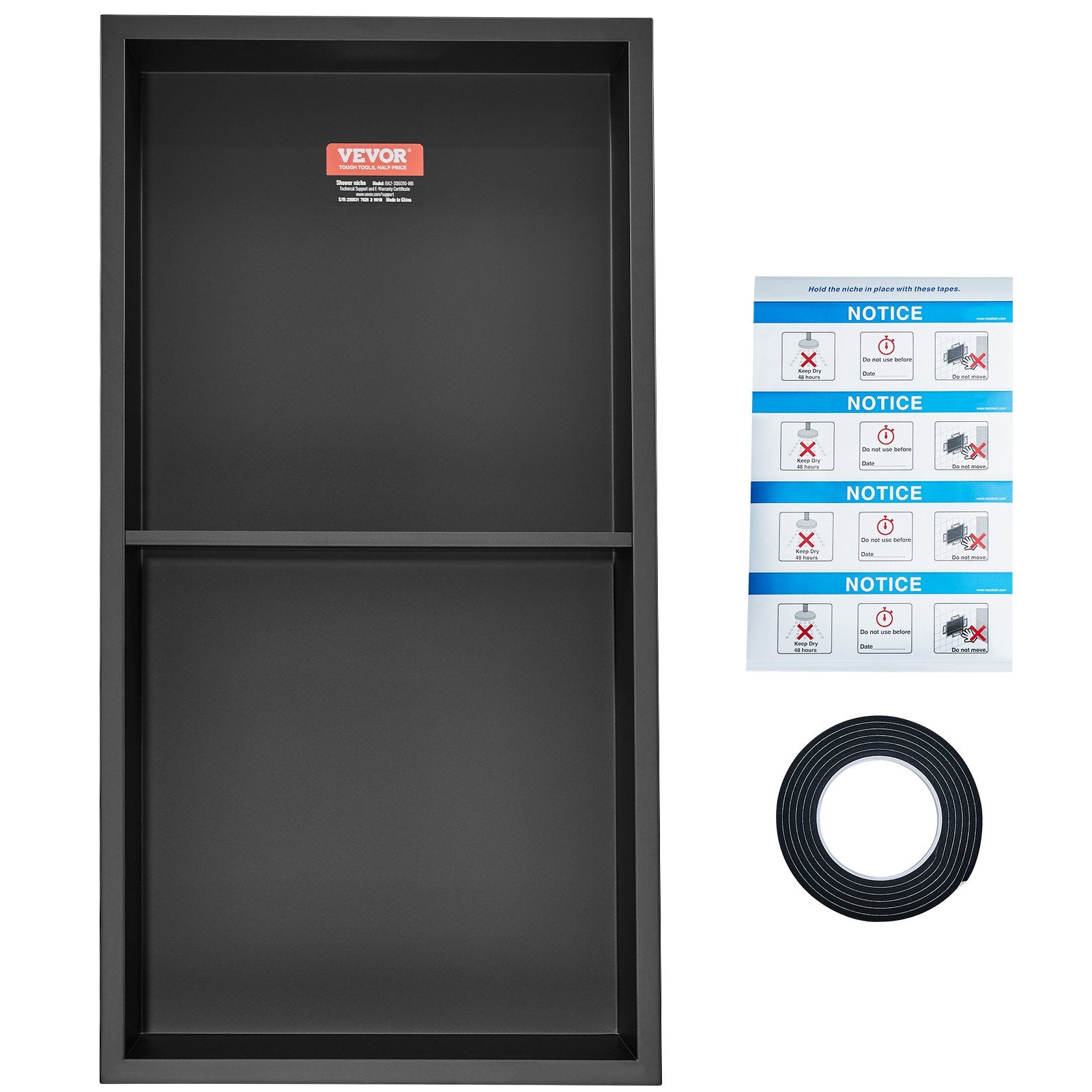 Bathroom Cabinets, Cupboards & Storage: VEVOR 33.02 x 63.5 cm No Tile Shower Niche 304 Stainless Steel, Wall-Inserted Niche Recessed Double Shelves, Sealed Waterproof Rust-Resistant Modern Niche for Shower or Soap Storage Bathroom