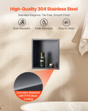 Bathroom Cabinets, Cupboards & Storage: VEVOR Shower Niche, 33.0 x 33.0 x 10.2 cm Recessed Wall Niche, Heavy-duty Stainless Steel Modern Soap & Shampoo Storage Organizer, Sealed Waterproof, Durable & Easy to Install, Black for Bathroom