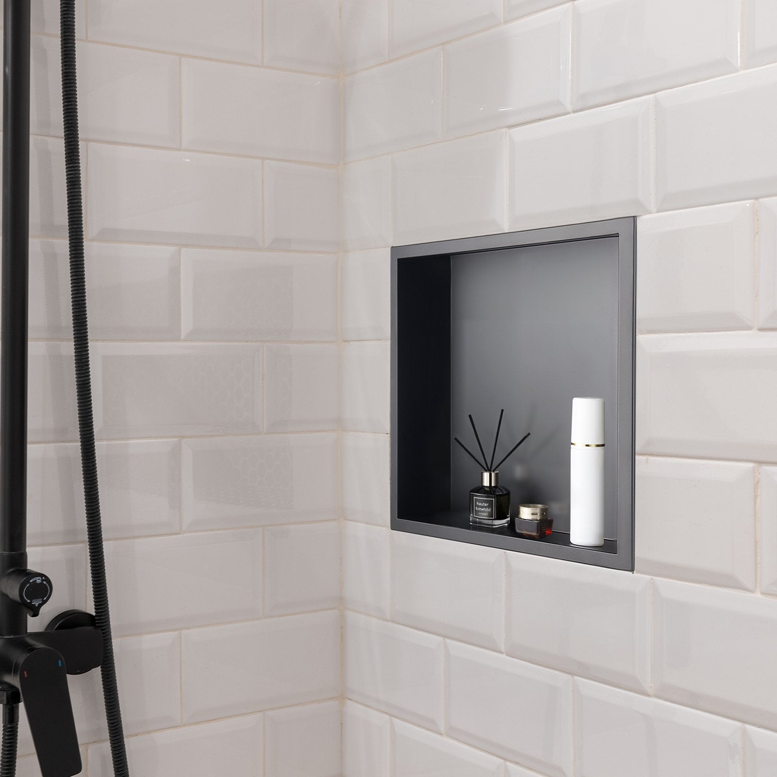 Bathroom Cabinets, Cupboards & Storage: VEVOR Shower Niche, 33.0 x 33.0 x 10.2 cm Recessed Wall Niche, Heavy-duty Stainless Steel Modern Soap & Shampoo Storage Organizer, Sealed Waterproof, Durable & Easy to Install, Black for Bathroom