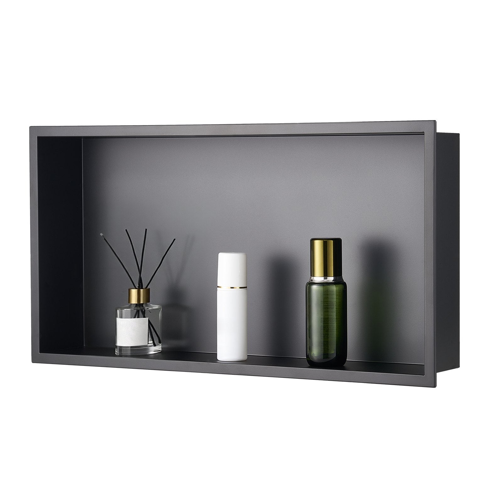 Bathroom Cabinets, Cupboards & Storage: VEVOR Shower Niche, 33.0 x 63.5 x 10.2 cm Recessed Wall Niche, Heavy-duty Stainless Steel Modern Soap & Shampoo Storage Organizer, Sealed Waterproof, Durable & Easy to Install, Black for Bathroom