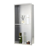 Bathroom Cabinets, Cupboards & Storage: VEVOR Shower Niche, 33.0 x 63.5 x 10.2 cm Recessed Wall Niche Double-layer, with Hollowed-out Divider, Heavy-duty Stainless Steel Modern Shampoo Storage Organizer, Waterproof, Silver for Bathroom