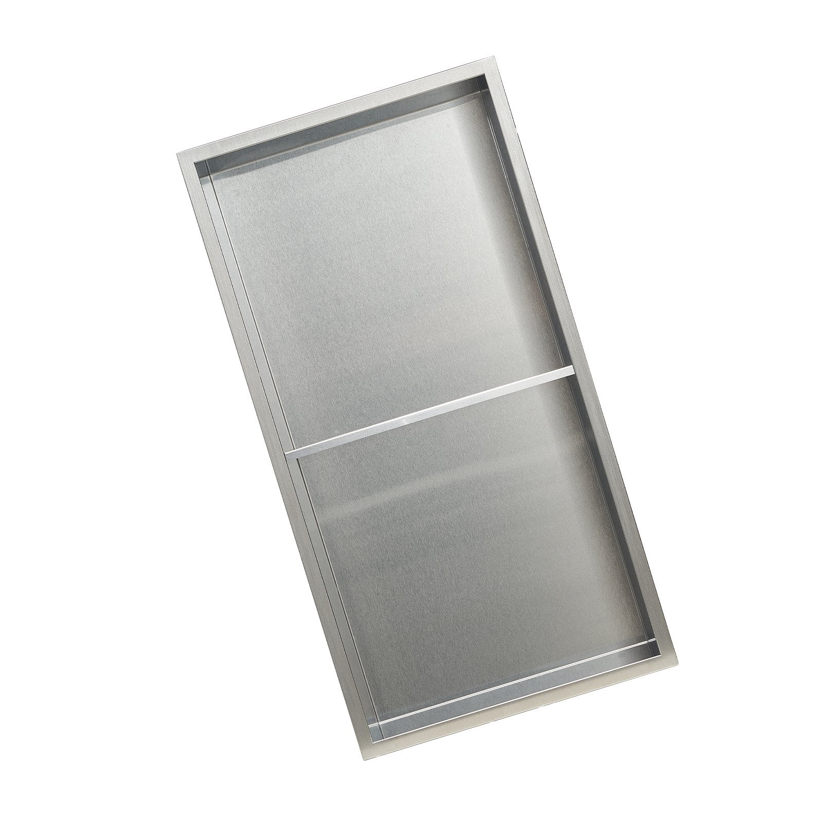 Bathroom Cabinets, Cupboards & Storage: VEVOR Shower Niche, 33.0 x 63.5 x 10.2 cm Recessed Wall Niche Double-layer, with Hollowed-out Divider, Heavy-duty Stainless Steel Modern Shampoo Storage Organizer, Waterproof, Silver for Bathroom