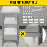 Kitchen & Dining Chairs: VEVOR Stainless Steel Prep Table, 1520x450x855 mm Commercial Stainless Steel Table, 2 Adjustable Undershelf BBQ Prep Table, Heavy Duty Kitchen Work Table, for Garage, Home, Warehouse, Kitchen Silver