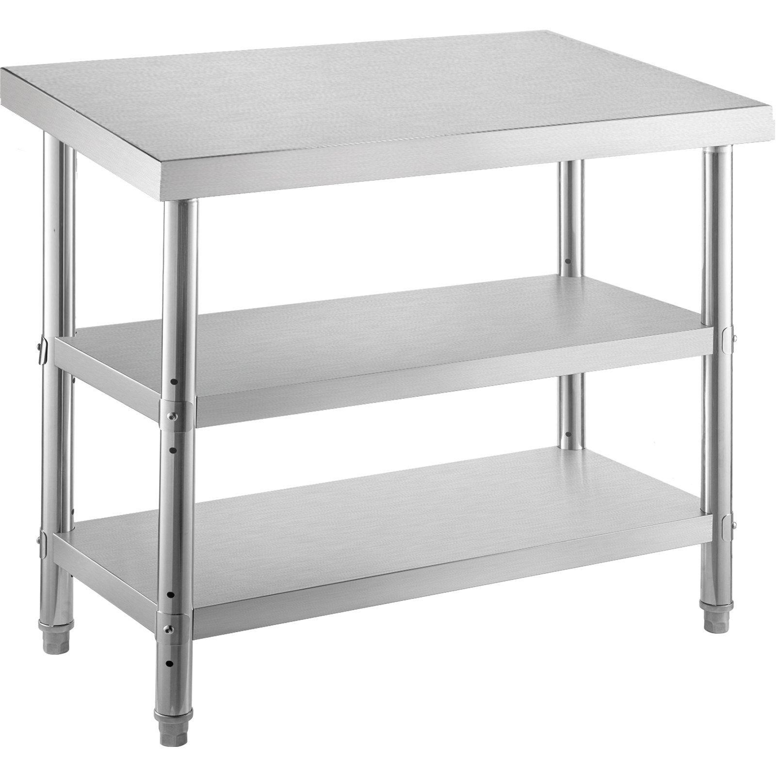 Kitchen & Dining Chairs: VEVOR Stainless Steel Prep Table, 1520x450x855 mm Commercial Stainless Steel Table, 2 Adjustable Undershelf BBQ Prep Table, Heavy Duty Kitchen Work Table, for Garage, Home, Warehouse, Kitchen Silver