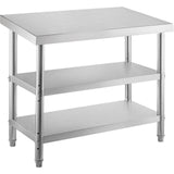 Kitchen & Dining Chairs: VEVOR Stainless Steel Prep Table, 1520x450x855 mm Commercial Stainless Steel Table, 2 Adjustable Undershelf BBQ Prep Table, Heavy Duty Kitchen Work Table, for Garage, Home, Warehouse, Kitchen Silver