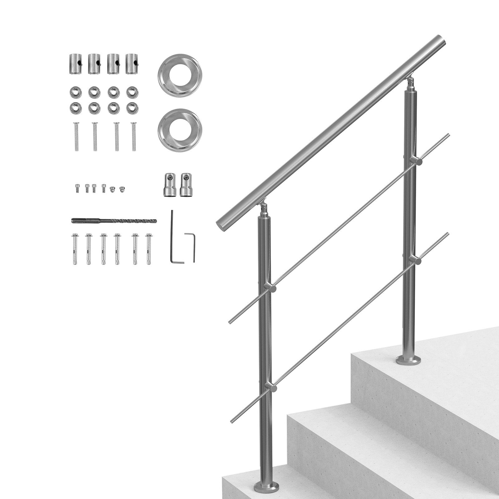 Traffic Control & Parking Tools: VEVOR 39.4in Handrails for Outdoor Steps 2 Crossbars Staircase for Porch Deck