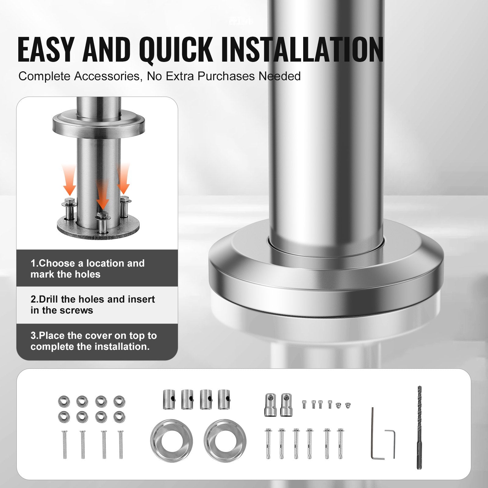 Traffic Control & Parking Tools: VEVOR 39.4in Handrails for Outdoor Steps 2 Crossbars Staircase for Porch Deck