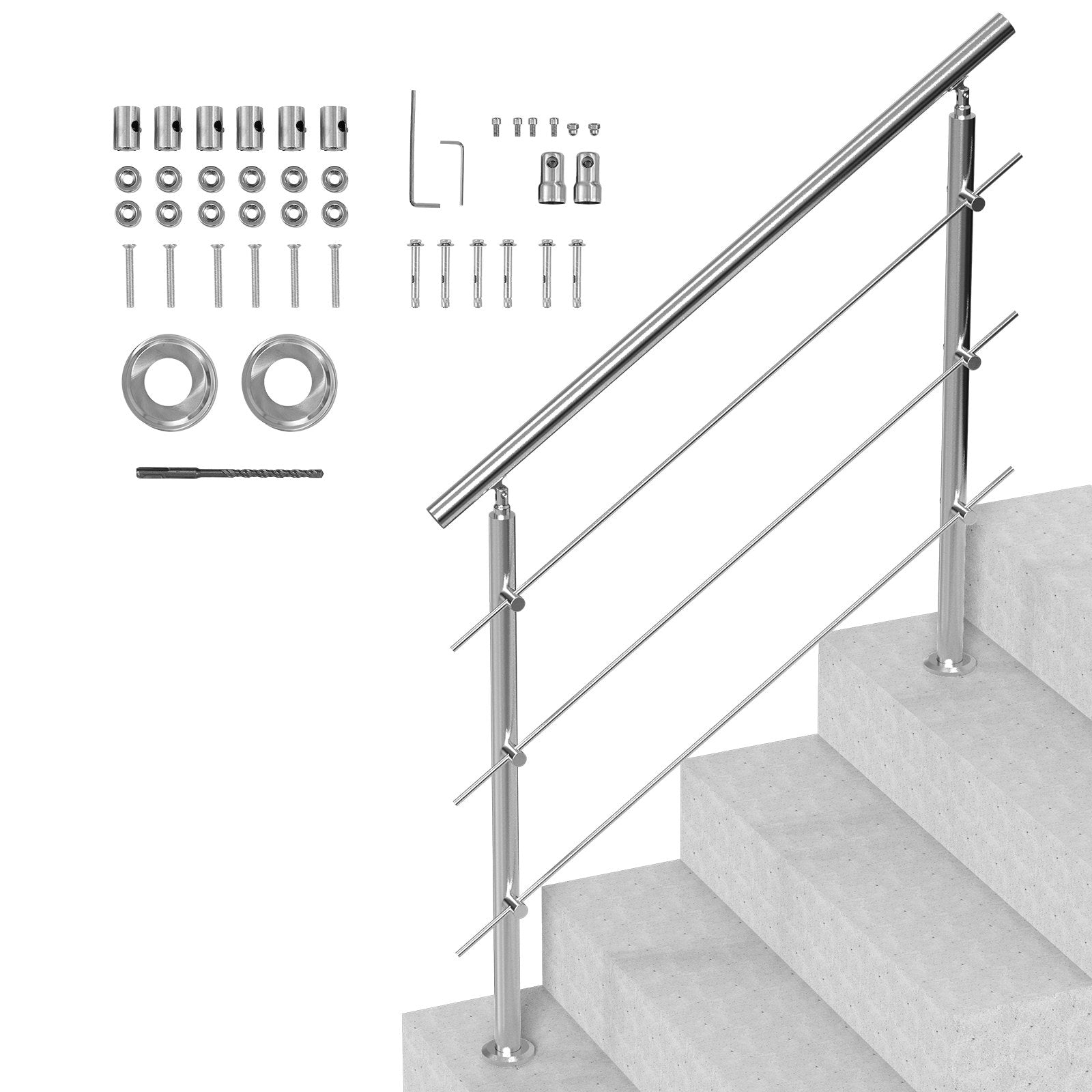 Outdoor Dining Sets: VEVOR 47.2in Handrails for Outdoor Steps 3 Crossbars Staircase for Porch Deck