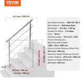 Outdoor Dining Sets: VEVOR 47.2in Handrails for Outdoor Steps 3 Crossbars Staircase for Porch Deck