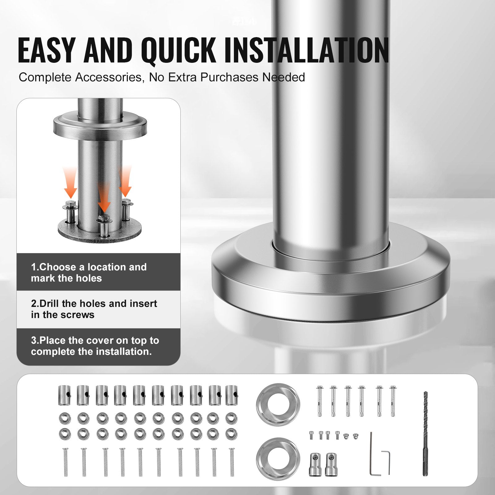 Traffic Control & Parking Tools: VEVOR 59in Handrails for Outdoor Steps 5 Crossbars Staircase for Porch Deck