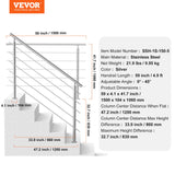 Traffic Control & Parking Tools: VEVOR 59in Handrails for Outdoor Steps 5 Crossbars Staircase for Porch Deck