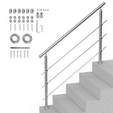 Dog Steps & Ramps: VEVOR Handrails for Outdoor Steps, 59 in Length 3 Crossbars Stair Hand Rail Kit, Transitional Stainless Steel Railings w/ Installation Kit, Double-column Staircase Handrails for Seniors,Porch & Deck