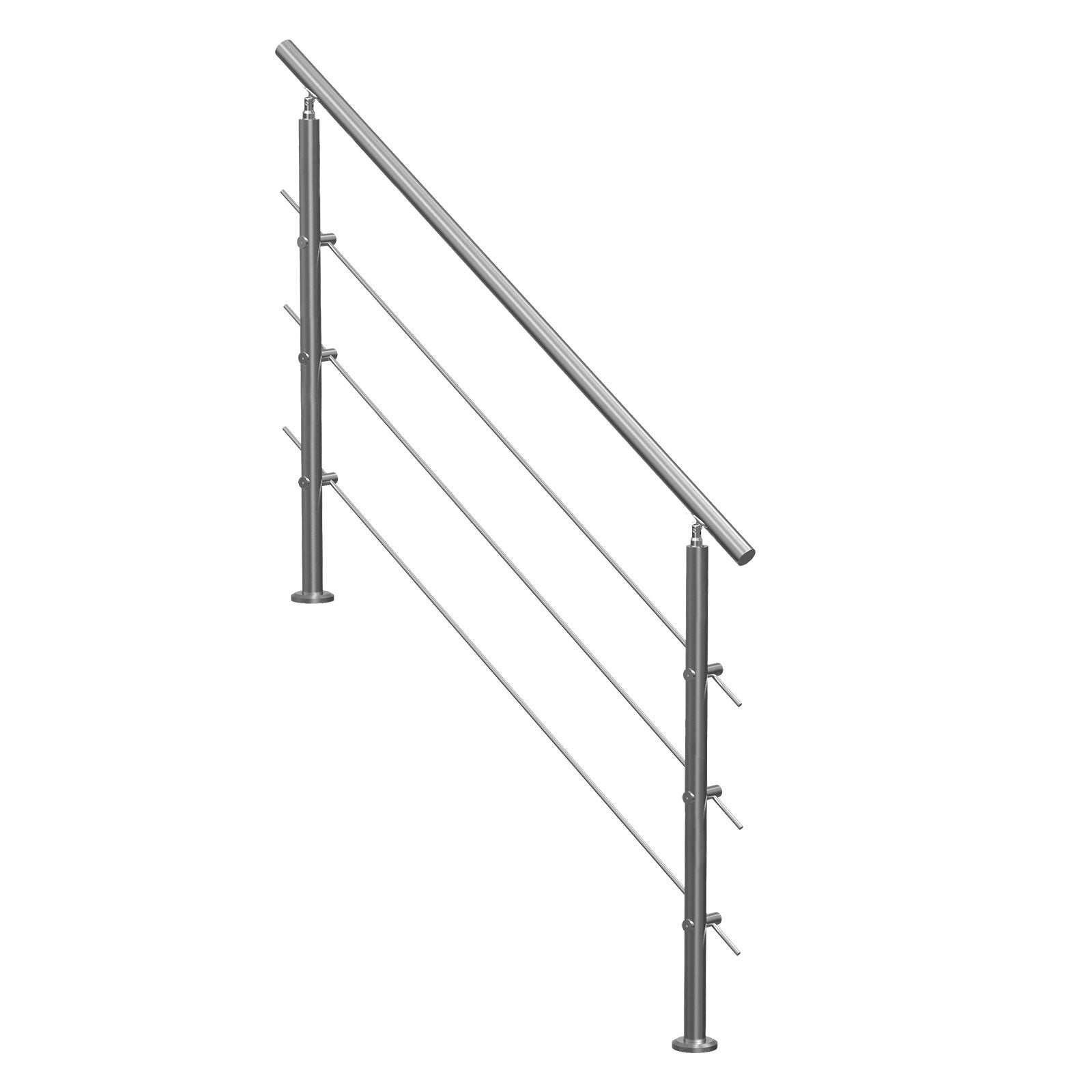 Handrails for Outdoor Steps, 59 in Length 3 Crossbars Stair Hand Rail Kit, Transitional Stainless Steel Railings w/ Installation Kit, Double-column Staircase Handrails for Seniors,Porch & Deck