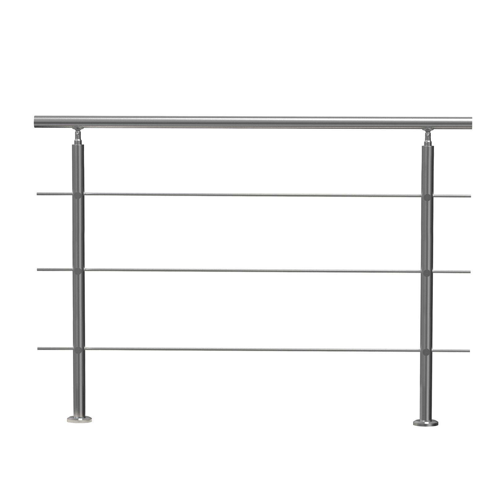 Handrails for Outdoor Steps, 59 in Length 3 Crossbars Stair Hand Rail Kit, Transitional Stainless Steel Railings w/ Installation Kit, Double-column Staircase Handrails for Seniors,Porch & Deck