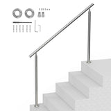 Door Hardware: VEVOR Handrails for Outdoor Steps, 59 in/ 150cm Length Stair Hand Rail Kit, Transitional Stainless Steel Railings with Installation Kit, Double-column Staircase Handrails for Seniors,Porch & Deck