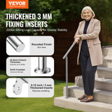 Door Hardware: VEVOR Handrails for Outdoor Steps, 59 in/ 150cm Length Stair Hand Rail Kit, Transitional Stainless Steel Railings with Installation Kit, Double-column Staircase Handrails for Seniors,Porch & Deck