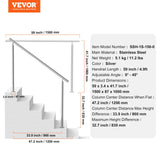 Door Hardware: VEVOR Handrails for Outdoor Steps, 59 in/ 150cm Length Stair Hand Rail Kit, Transitional Stainless Steel Railings with Installation Kit, Double-column Staircase Handrails for Seniors,Porch & Deck