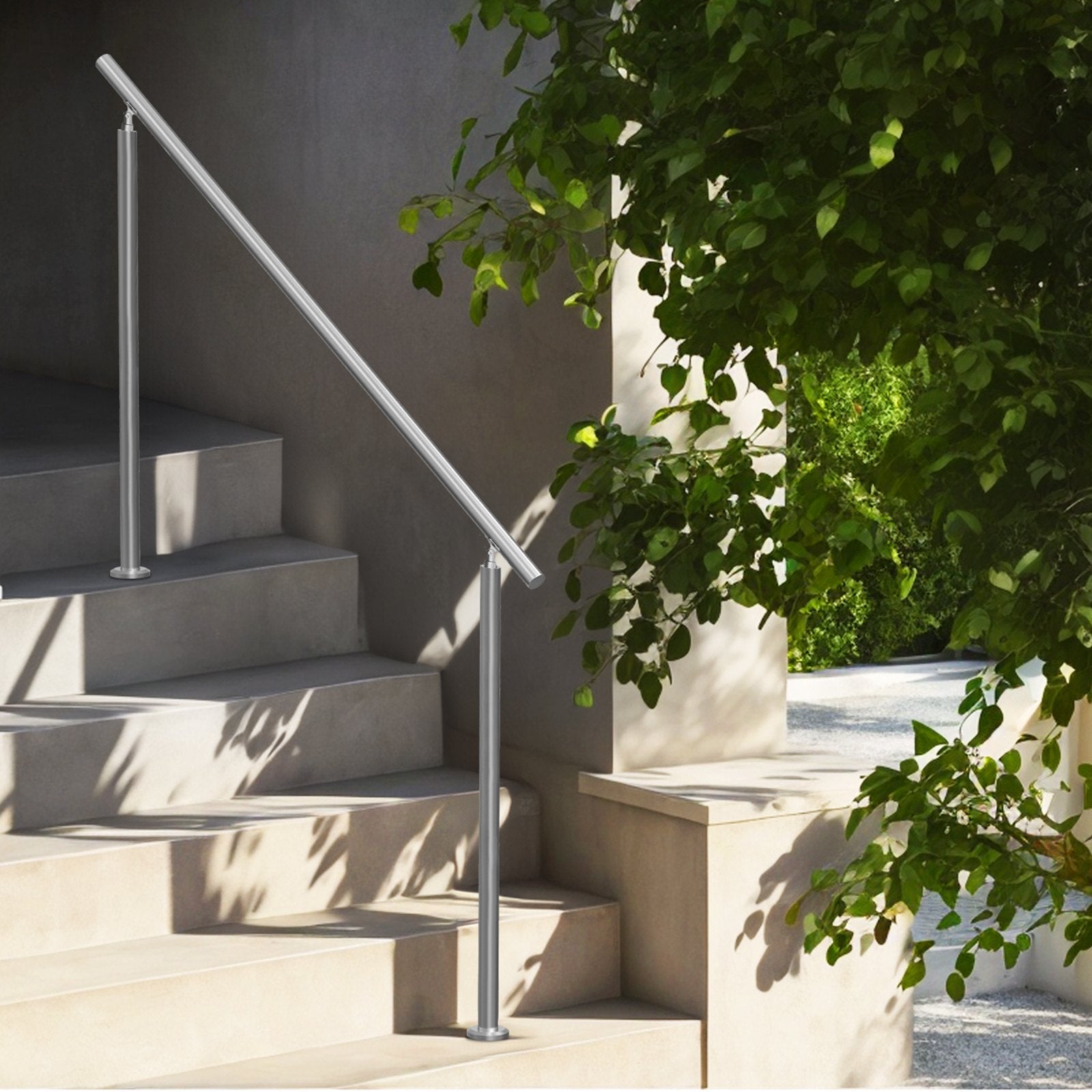 Door Hardware: VEVOR Handrails for Outdoor Steps, 59 in/ 150cm Length Stair Hand Rail Kit, Transitional Stainless Steel Railings with Installation Kit, Double-column Staircase Handrails for Seniors,Porch & Deck