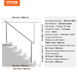 Door Hardware: VEVOR Handrails for Outdoor Steps, 70.9 in/ 180cm Length Stair Hand Rail Kit, Transitional Stainless Steel Railings with Installation Kit, Double-column Staircase Handrails for Seniors,Porch & Deck