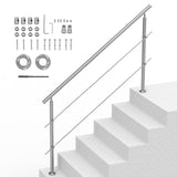 Dog Steps & Ramps: VEVOR Handrails for Outdoor Steps, 70.9in Length 2 Crossbars Stair Hand Rail Kit, Transitional Stainless Steel Railings w/ Installation Kit, Double-column Staircase Handrails for Seniors,Porch & Deck