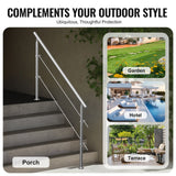 Dog Steps & Ramps: VEVOR Handrails for Outdoor Steps, 70.9in Length 2 Crossbars Stair Hand Rail Kit, Transitional Stainless Steel Railings w/ Installation Kit, Double-column Staircase Handrails for Seniors,Porch & Deck