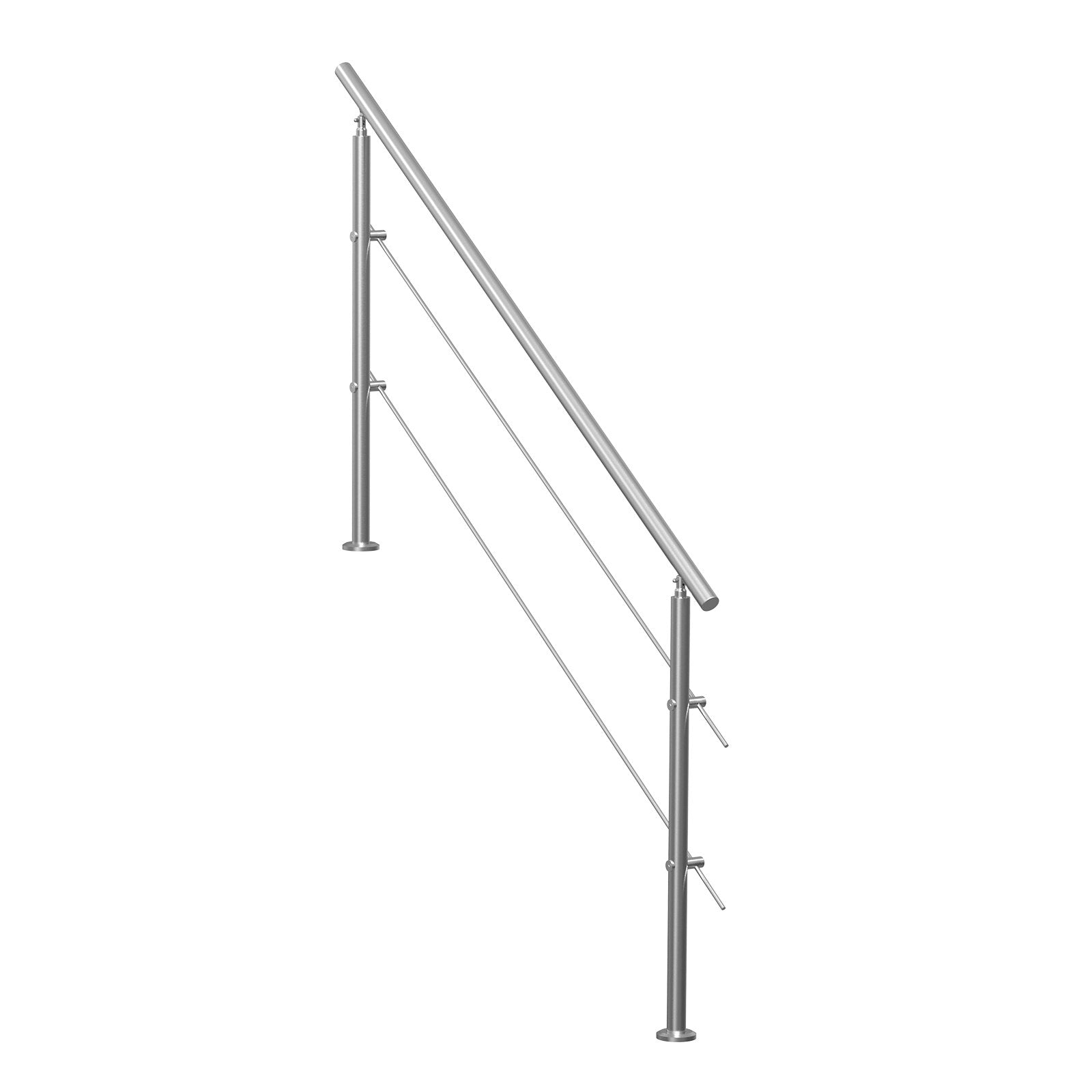 Handrails for Outdoor Steps, 70.9in Length 2 Crossbars Stair Hand Rail Kit, Transitional Stainless Steel Railings w/ Installation Kit, Double-column Staircase Handrails for Seniors,Porch & Deck