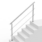 Dog Steps & Ramps: VEVOR Handrails for Outdoor Steps, 70.9in Length 2 Crossbars Stair Hand Rail Kit, Transitional Stainless Steel Railings w/ Installation Kit, Double-column Staircase Handrails for Seniors,Porch & Deck