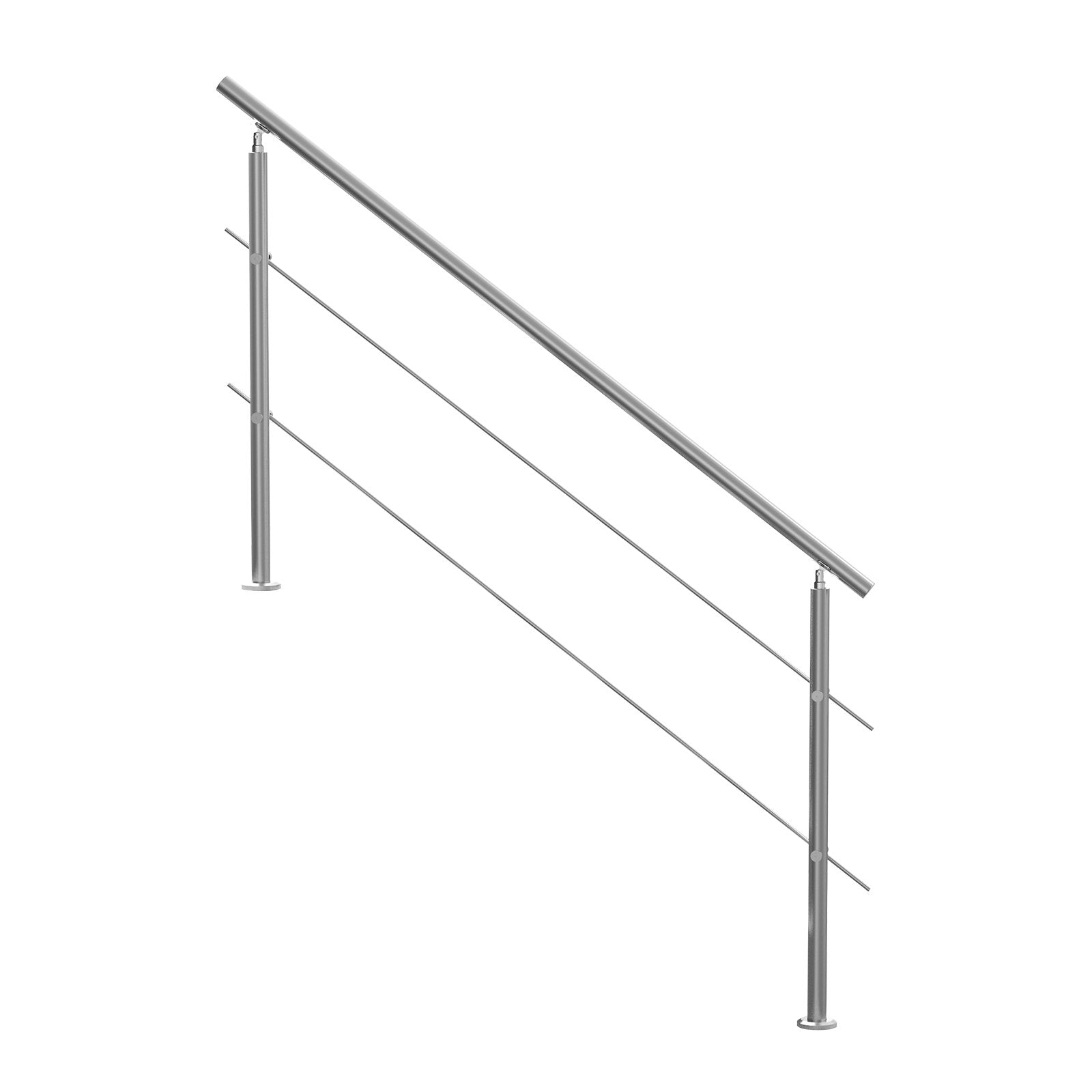 Handrails for Outdoor Steps, 70.9in Length 2 Crossbars Stair Hand Rail Kit, Transitional Stainless Steel Railings w/ Installation Kit, Double-column Staircase Handrails for Seniors,Porch & Deck